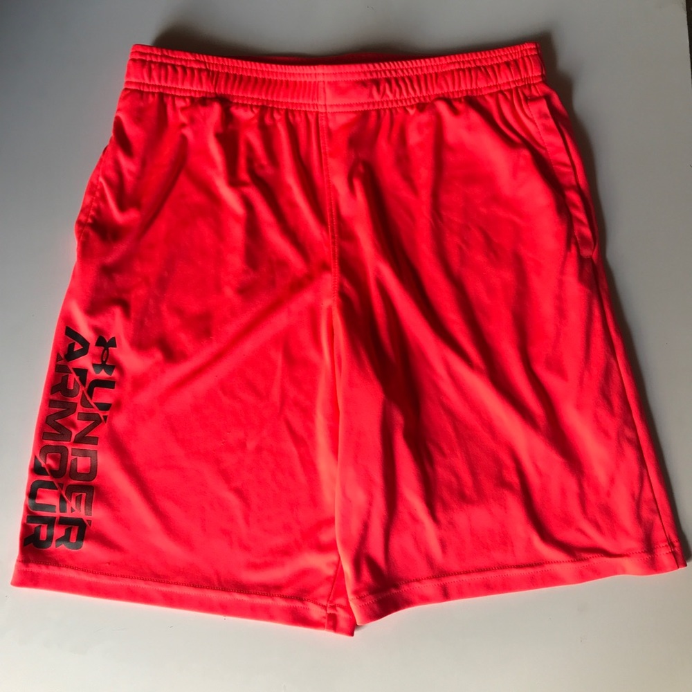 Boys under armour shorts- neon coral